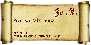 Zsinka Nónusz névjegykártya